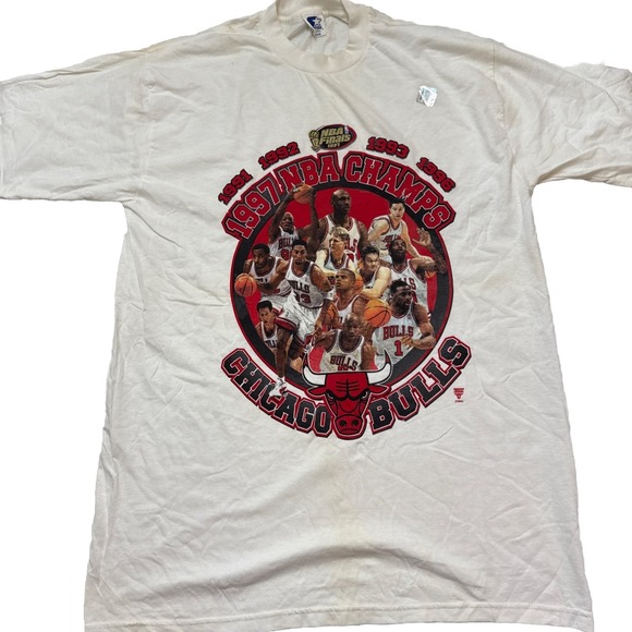 Vintage Starter Chicago Bulls 1997 NBA Championship Finals T Shirt Size Large